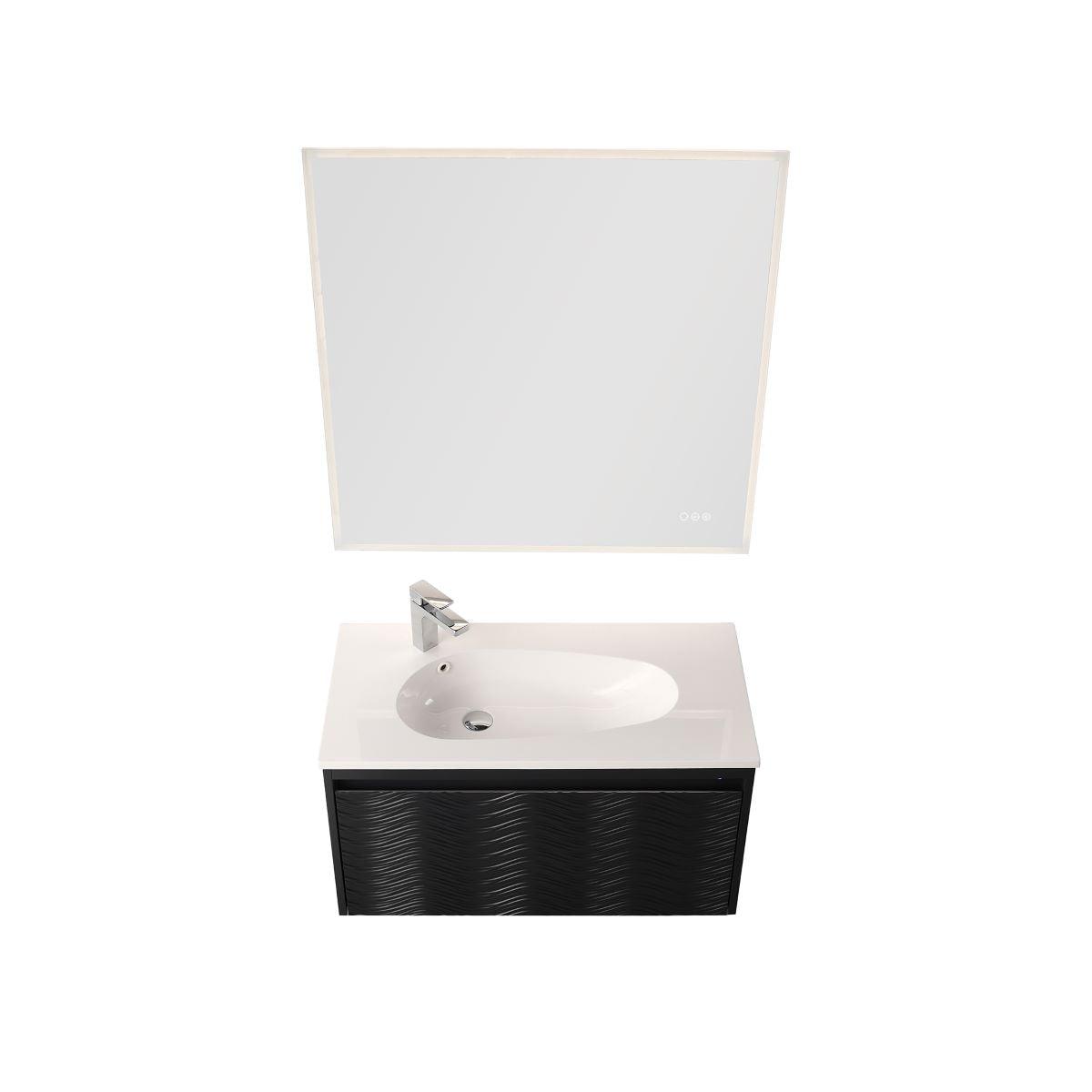 Blossom Voyage 36″ Vanity with Droplet-Shaped Basin - LED Illuminated & Wave-Shaped Front Design