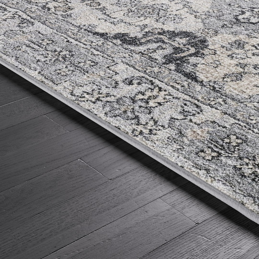 Eviva Mosaic 3' x 5' Damask Gray Rug