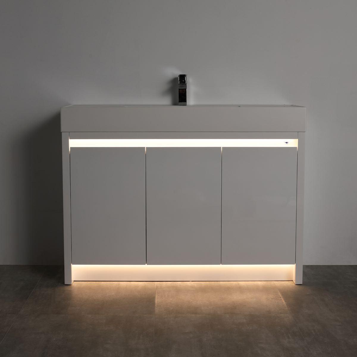 Blossom Capri 48″ Single sink Vanity with Dual LED Illumination - Glossy White & Classic Oak