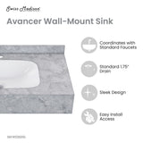 Avancer 36'' Wall Mount Sink In Storm Grey