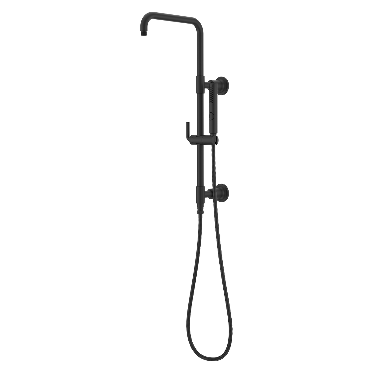 Modern Round 28 in. Shower Column with 60 in. Hose and Handheld Shower in Matte Black