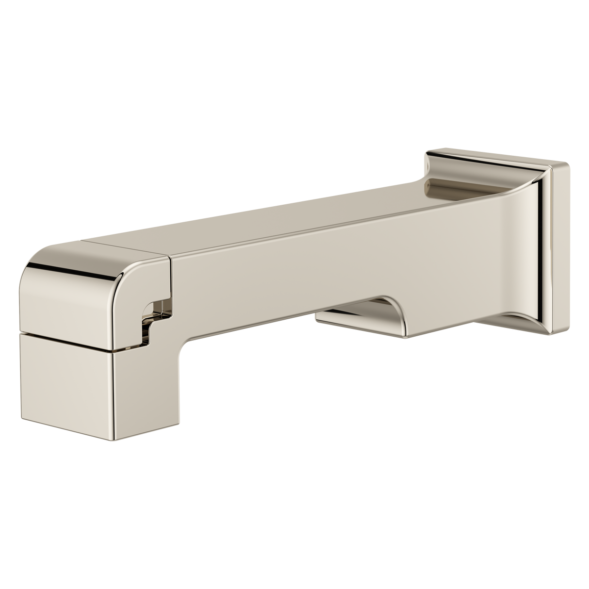 Modern Square Tub Spout with Diverter in Polished Nickel