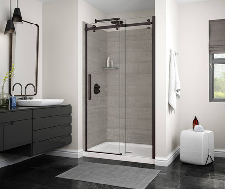 MAAX 138996-900-340-000 Halo 44 ½-47 x 78 ¾ in. 8mm Sliding Shower Door for Alcove Installation with Clear glass in Matte Black