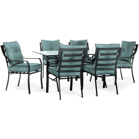 7pc Dining Set: 6 Stationary Chairs, 1 Dining Table PoshHaus