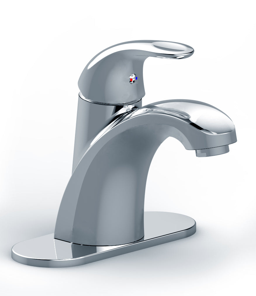 DAX Brass Single Handle Bathroom Faucet with 6" Deck Plate, Chrome DAX-8104-CR