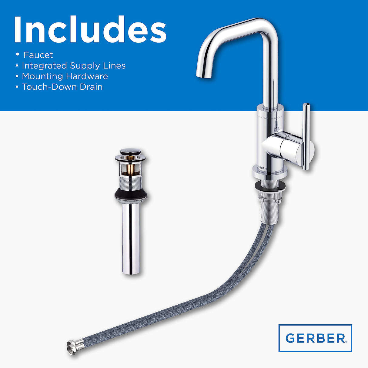 Gerber D230658 Chrome Parma Single Handle Lavatory Faucet