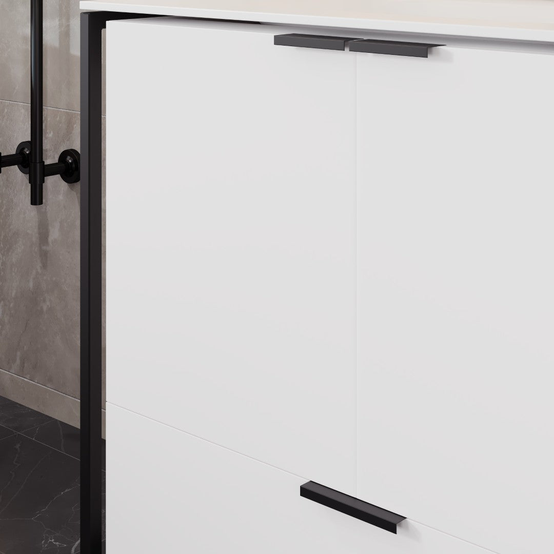 Onyx 34 in. White Wall Mount Single Sink Bath Vanity with Solid Surface Top and Integrated Sink