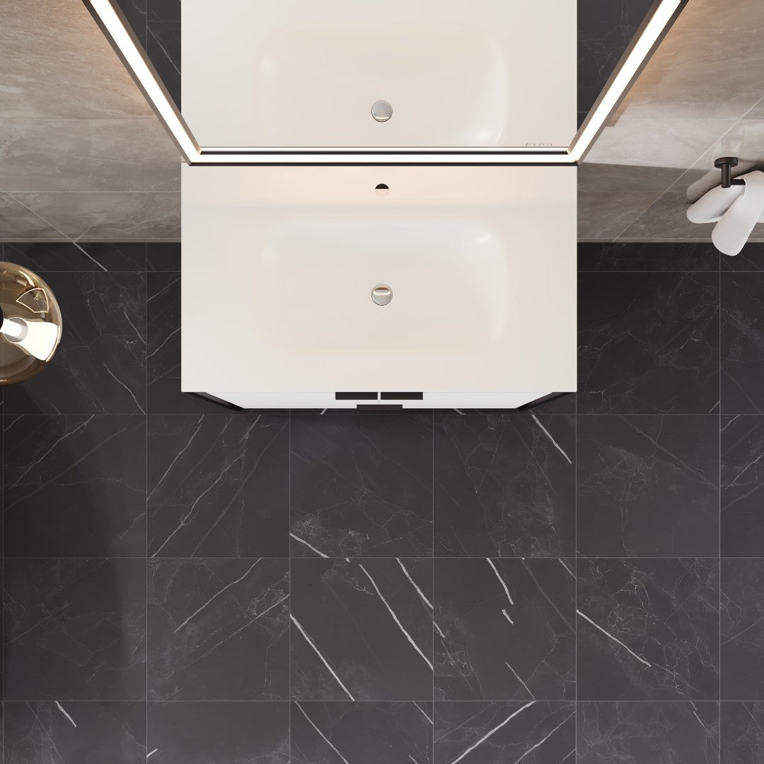 Onyx 34 in. White Wall Mount Single Sink Bath Vanity with Solid Surface Top and Integrated Sink