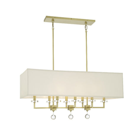 Paxton 8 Light Aged Brass Linear Chandelier 8109-AG