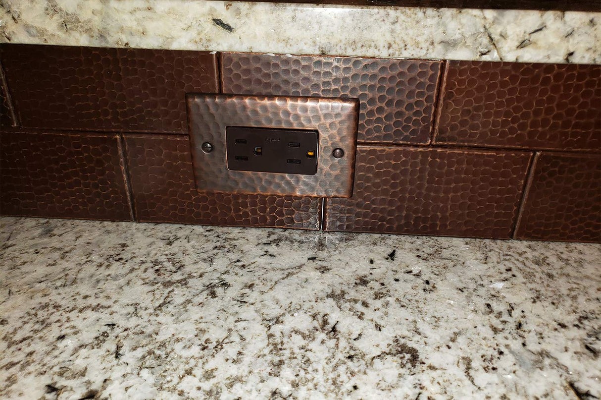 Premier Copper Products T36DBH 3-Inch x 6-Inch Hammered Copper Tile