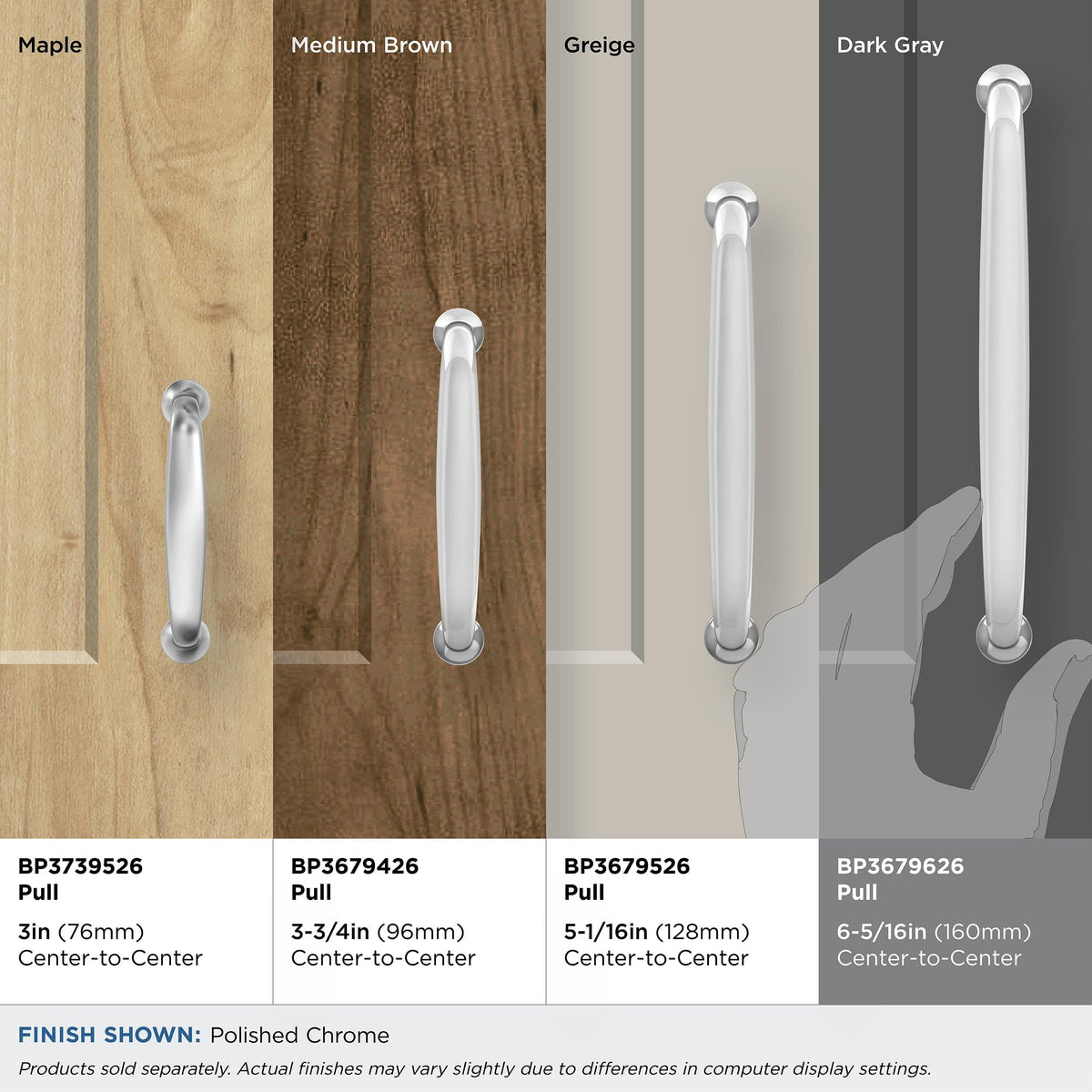 Amerock Cabinet Pull Polished Chrome 6-5/16 inch (160 mm) Center-to-Center Renown 1 Pack Drawer Pull Cabinet Handle Cabinet Hardware
