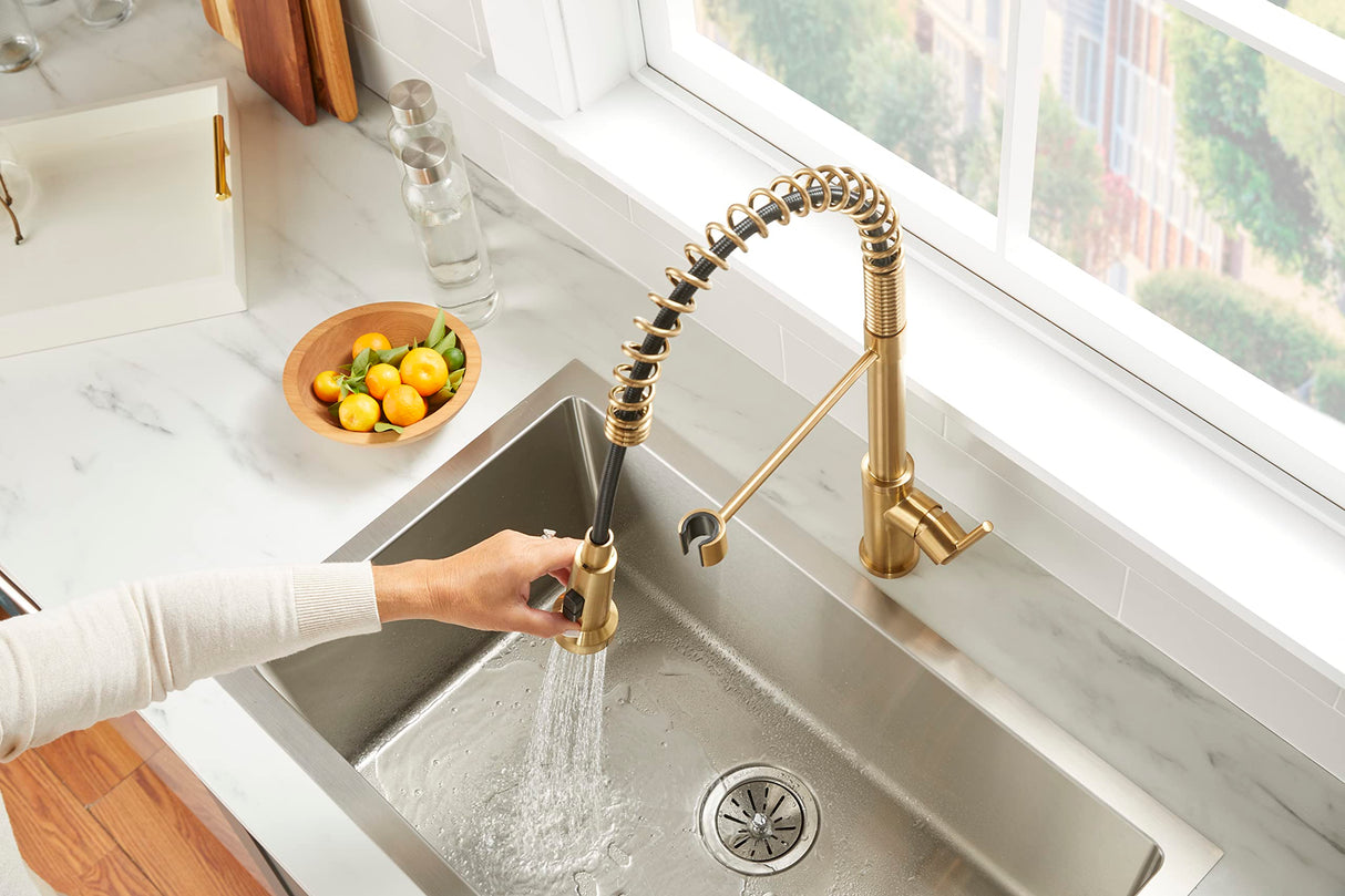Gerber D454258BB Parma Pre-rinse Single Handle Spring Pull-down Kitchen Faucet - ...