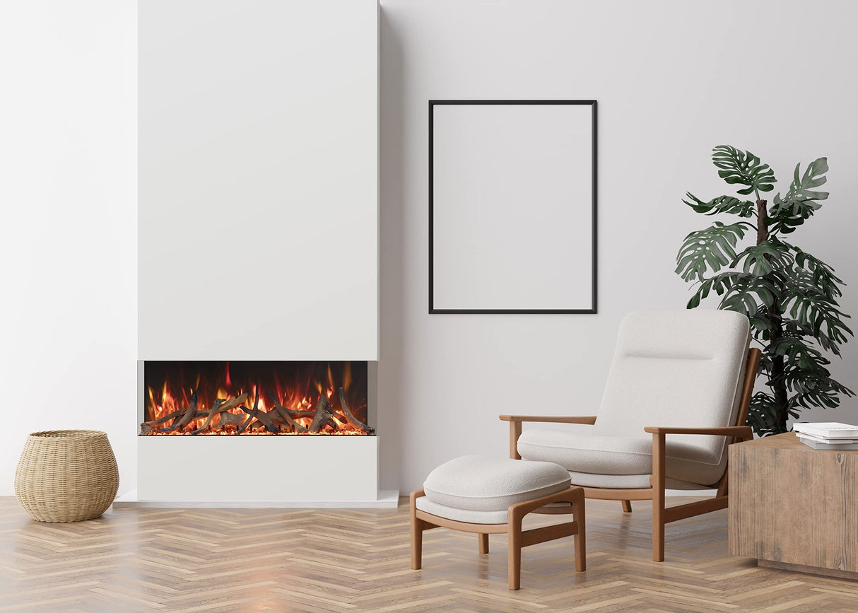 Amantii TRV-55-BESPOKE Tru View Bespoke - 55" Indoor / Outdoor 3 Sided Electric Fireplace Featuring a 20" Height, WiFi Compatibility, Bluetooth Connectivity, Multi Function Remote, and a Selection of Media Options