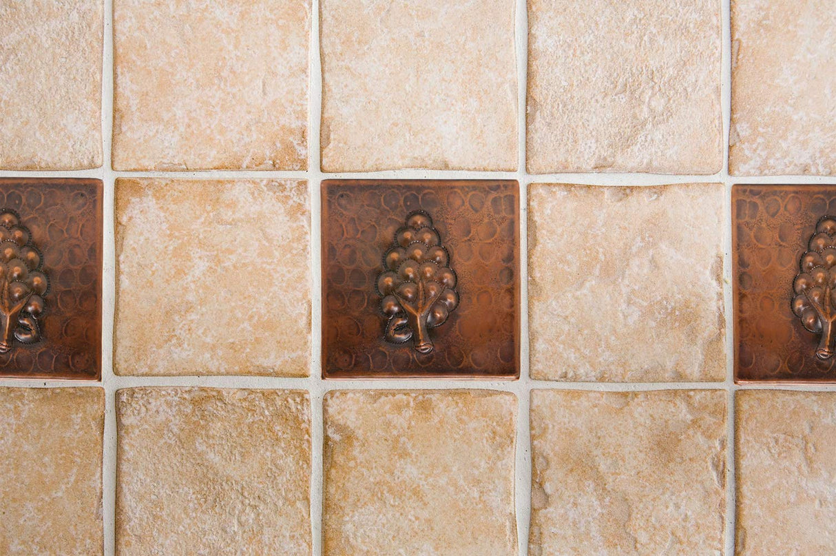 Premier Copper Products T4DBG 4-Inch by 4-Inch Copper Grape Tile, Oil Rubbed Bronze