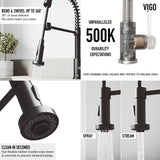 VIGO VG02001MBK2 19" H Edison Single-Handle with Pull-Down Sprayer Kitchen Faucet with Soap Dispenser in Matte Black