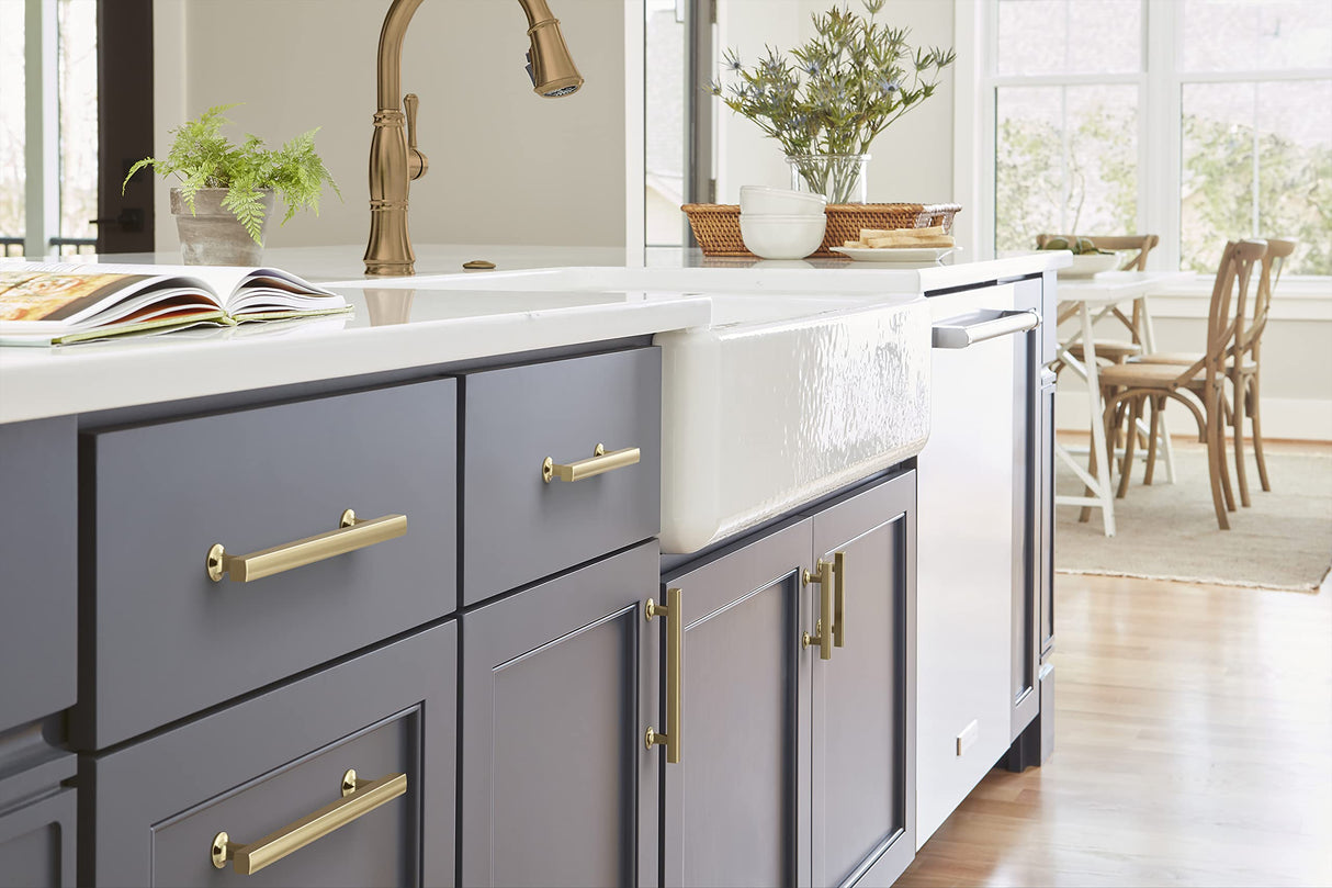 Amerock BP37103BBZ Everett 3 in (76 mm) Center-to-Center Golden Champagne Cabinet Pull Kitchen Cabinet Hardware Furniture Hardware Bathroom Drawer Handle