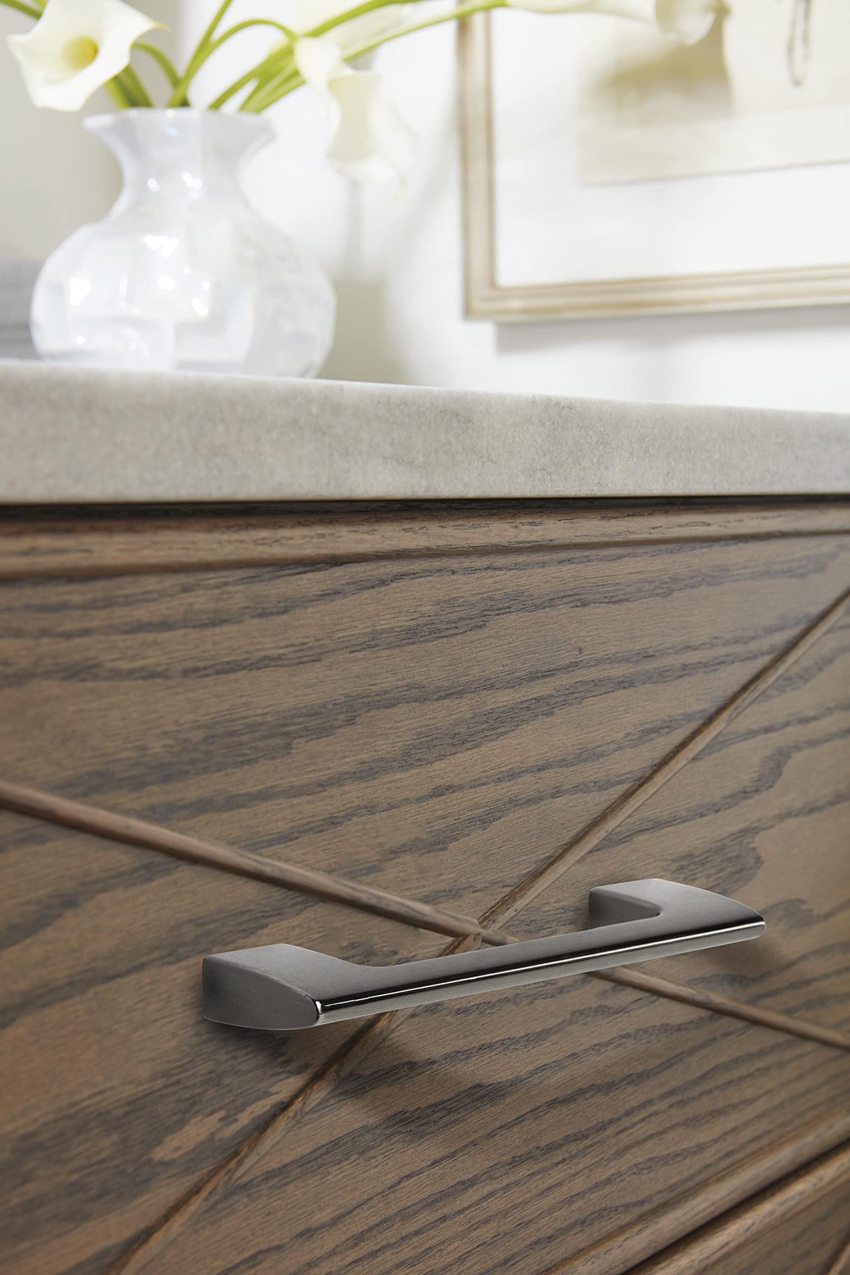 Amerock Cabinet Pull Graphite 3-3/4 inch (96 mm) Center to Center Riva 1 Pack Drawer Pull Drawer Handle Cabinet Hardware