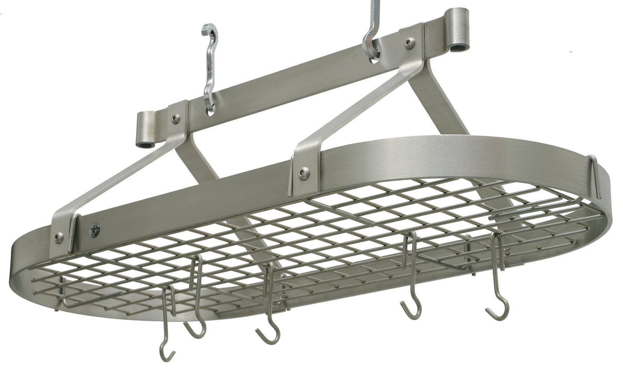 Enclume PR16BWG SS 36" Oval Ceiling Pot Rack w/ 18 Hooks SS