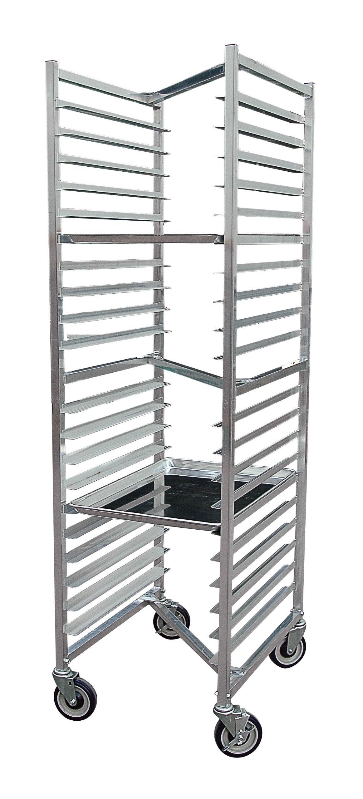 John Boos ABPR-1820-ZN Aluminum Front Load Nesting Mobile Pan Rack with 5" Casters, 20 Capacity, 26" Length x 20-1/2" Width 69" Height