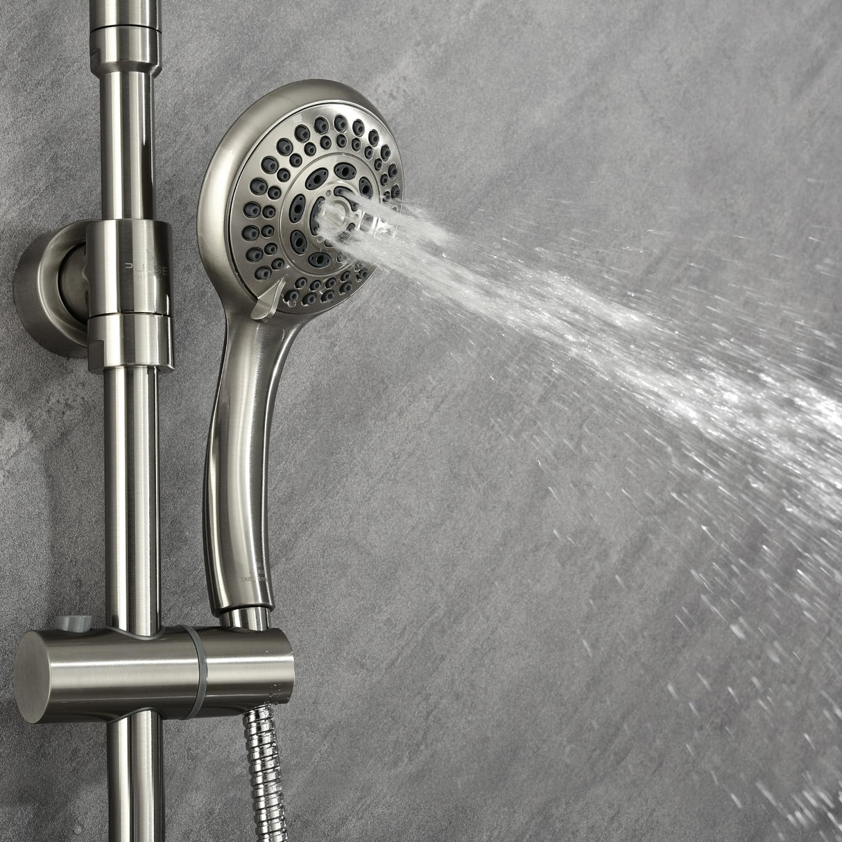 PULSE ShowerSpas 7001-BN Riviera Shower System with 8" Rain Showerhead, 3 Body Sprays, 5-Function Hand Shower, Brushed Nickel Finish