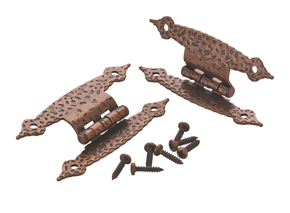Amerock Cabinet Hinge 3/8 inch (10 mm) Offset Hinge Antique Copper 2 Pack Non Self-Closing Hinge H-Type Hinge Cabinet Door Hinge