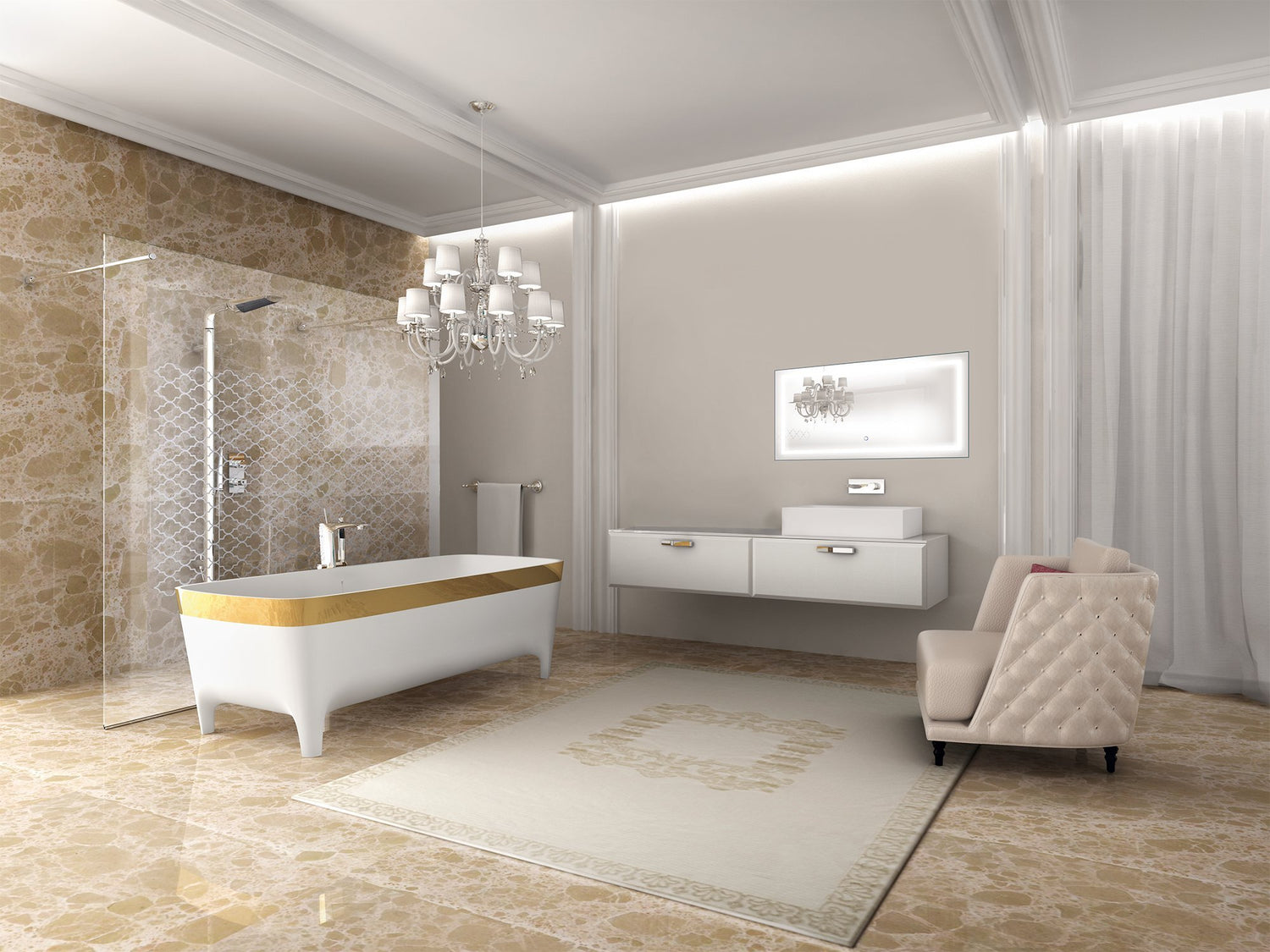 Krugg | Large 48 Inch X 24 Inch LED Bathroom Mirror | Lighted Vanity Mirror Includes Dimmer & Defogger | Wall Mount Vertical or Horizontal Installation