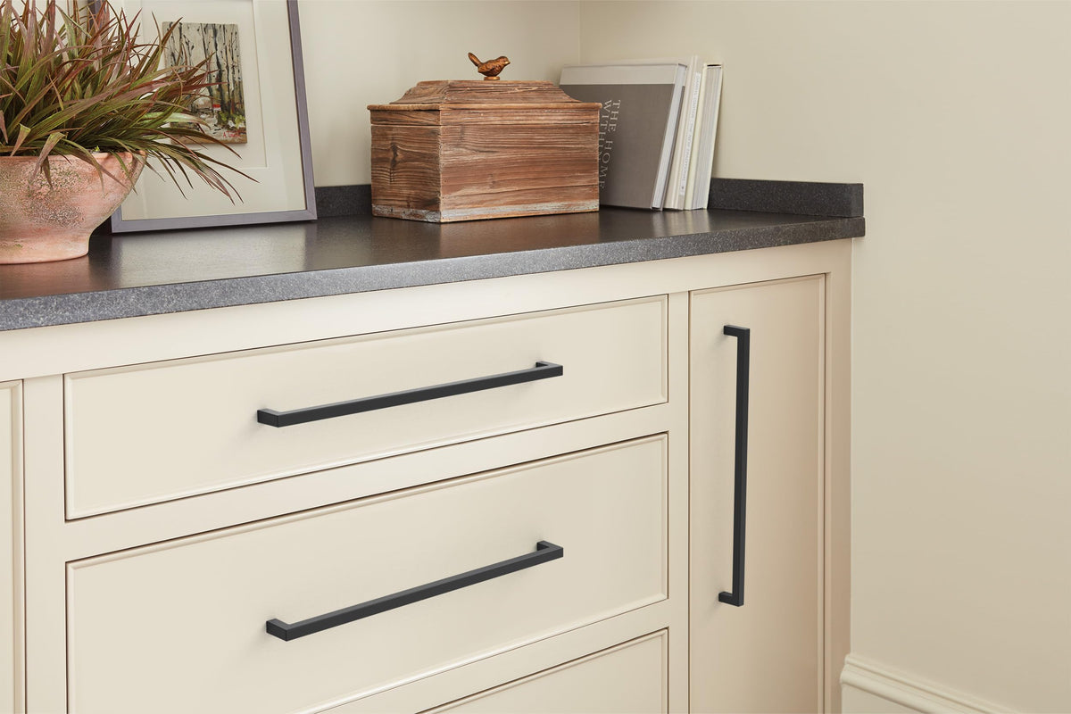 Amerock BP36911FB Matte Black Cabinet Pull 12-5/8 inch (320mm) Center-to-Center Cabinet Hardware Monument Furniture Hardware Drawer Pull