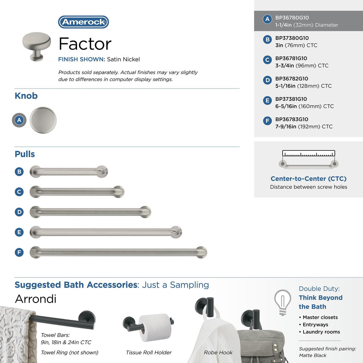 Amerock Cabinet Knob Satin Nickel 1-1/4 inch (32 mm) Diameter Factor 1 Pack Drawer Knob Cabinet Hardware