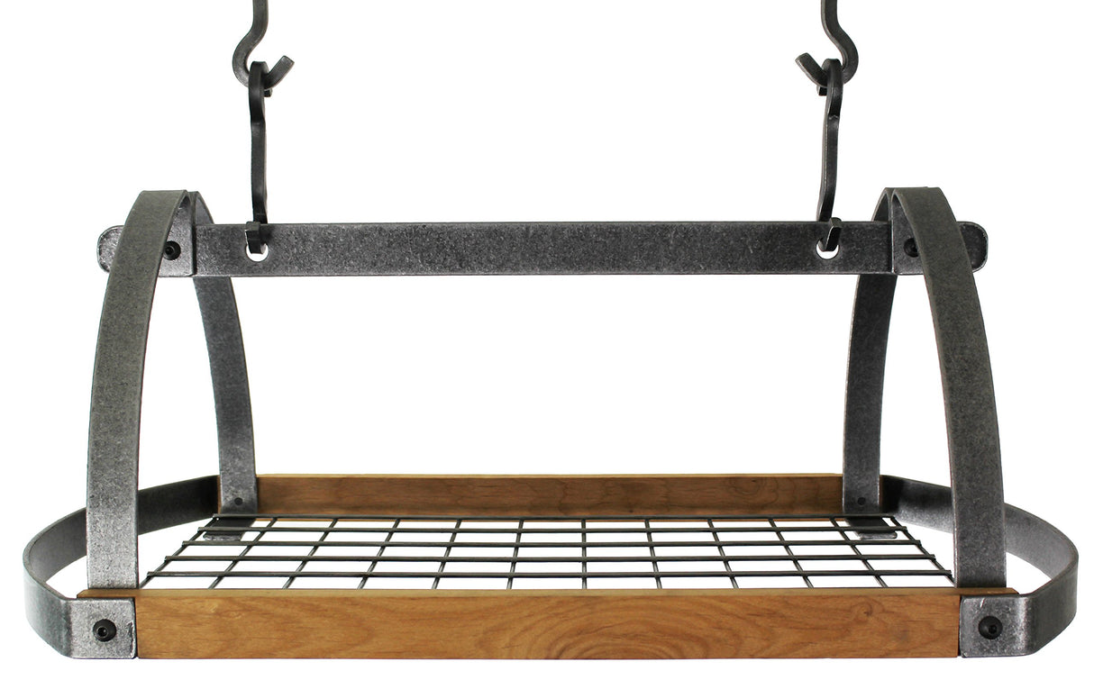 Enclume DR32 HS AL Oval Ceiling Pot Rack w/ 12 Hooks HS & Alder Wood