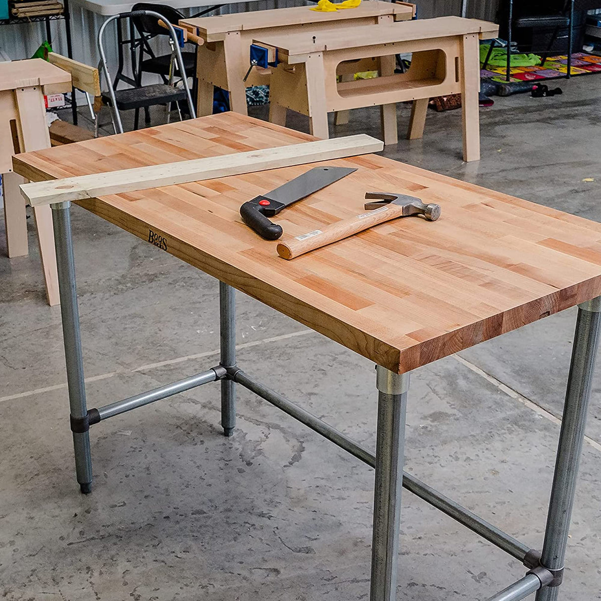 John Boos JNB09 High-Quality Maple Wood Top Work Table with Galvanized Steel Base, 60 x 30 1.5-Inches