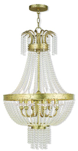 Livex Lighting 51856-28 Crystal Six Light Pendant from Valentina Collection, Champ, Gld Leaf Finish, Hand Applied Winter Gold
