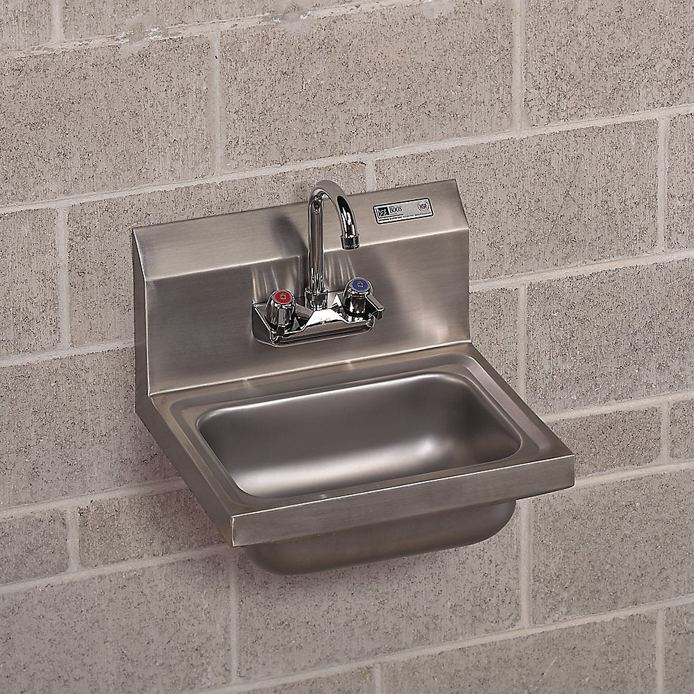John Boos PBHS-W-1410-P Wall-Mount Sink with Dual-Handle Faucet, 17" x 15" 12-3/4"