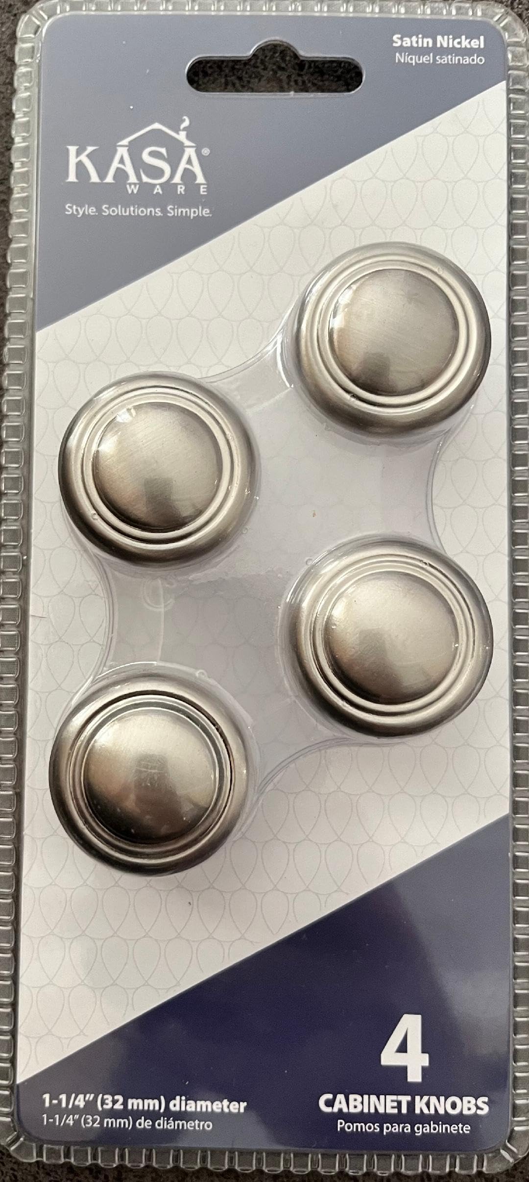 KasaWare K236SN-4 1-1/4" Diameter Traditional Knob with Stepped Ring, 4-pack