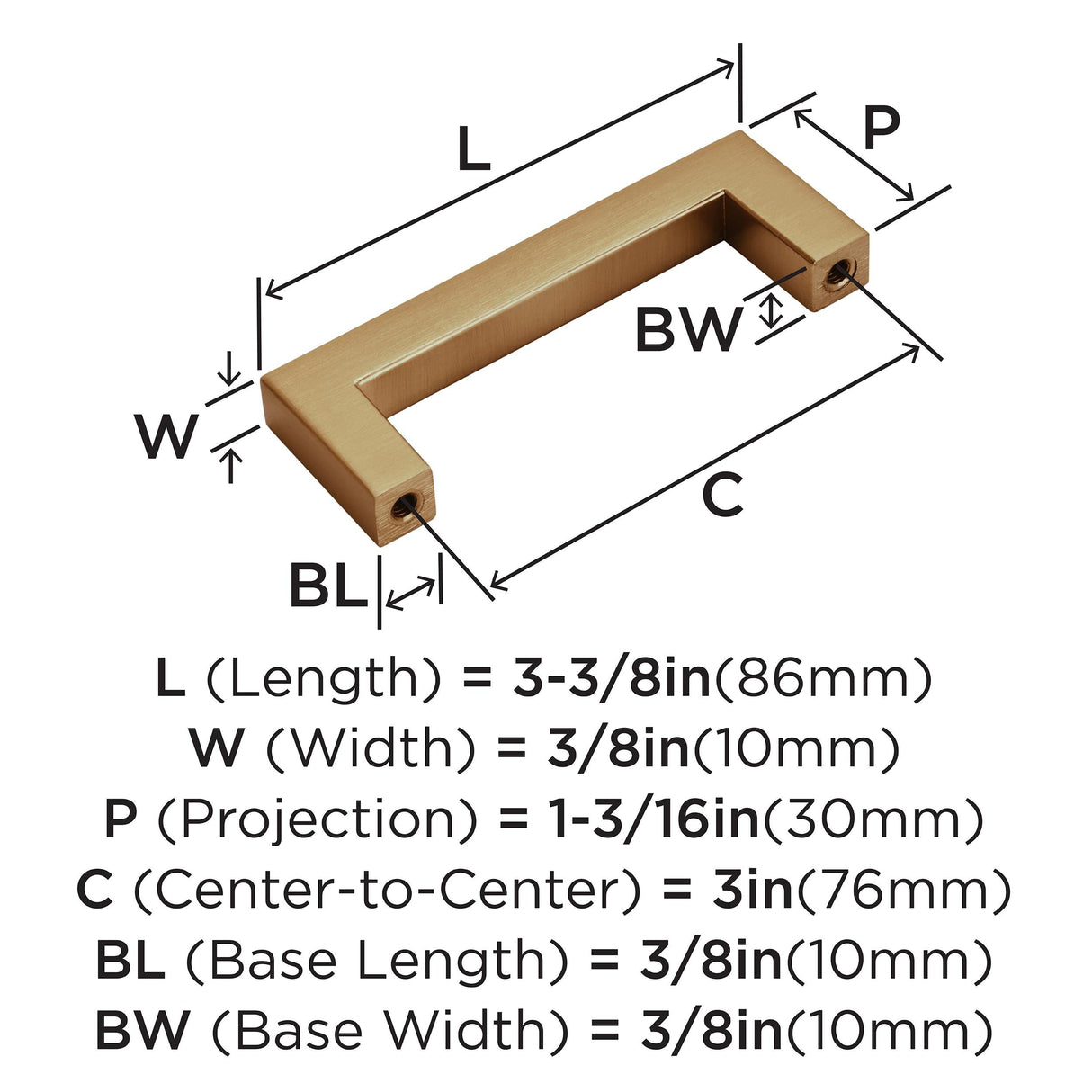 Amerock Cabinet Pull Champagne Bronze 3 inch (76 mm) Center to Center Monument 1 Pack Drawer Pull Drawer Handle Cabinet Hardware