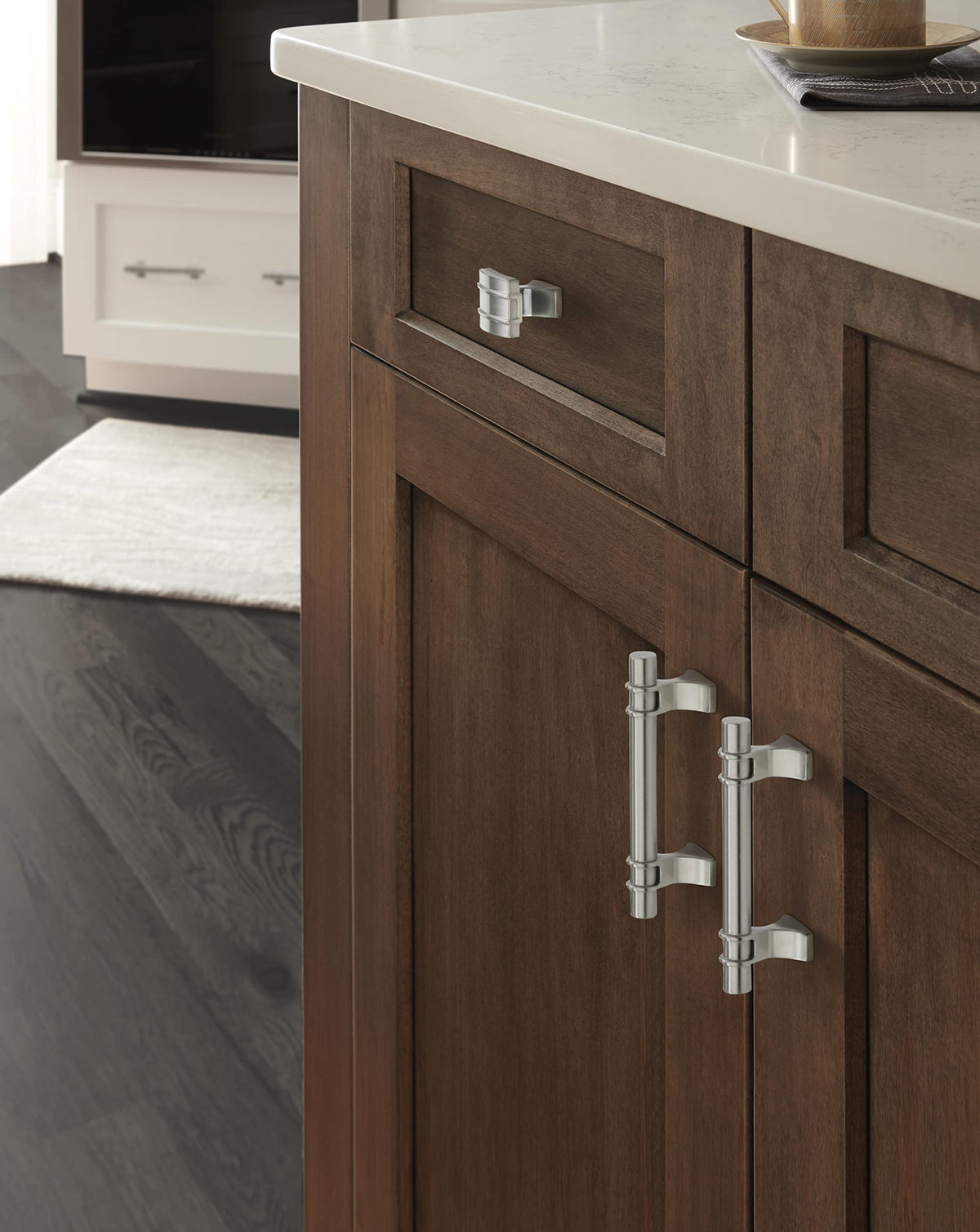 Amerock Cabinet Pull Satin Nickel 3 inch (76 mm) Center to Center Davenport 1 Pack Drawer Pull Drawer Handle Cabinet Hardware