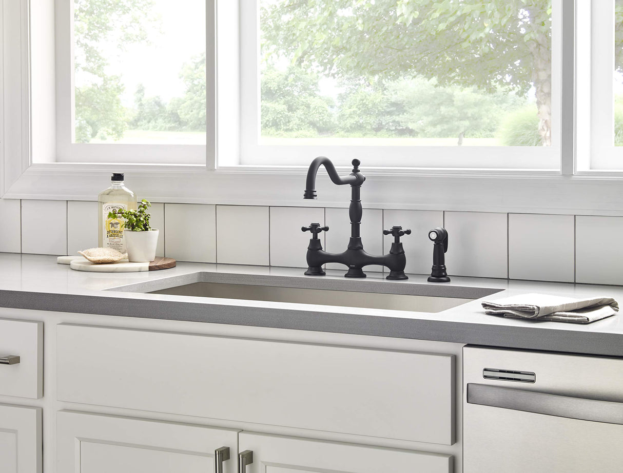 Gerber D404457BS Satin Black Opulence Two Handle Bridge Faucet