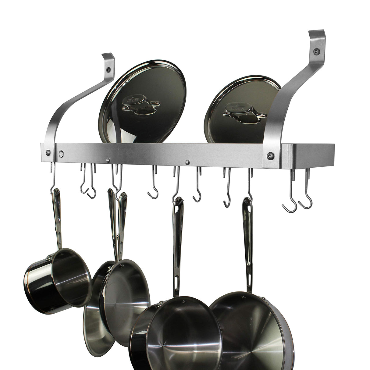 Enclume PR8BC-24 SS 24" Bookshelf Rack w/Curved Arms & 12 Hooks SS