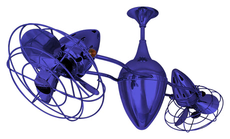 Matthews Fan AR-BLUE-MTL Ar Ruthiane 360° dual headed rotational ceiling fan in Safira (Blue) finish with metal blades.