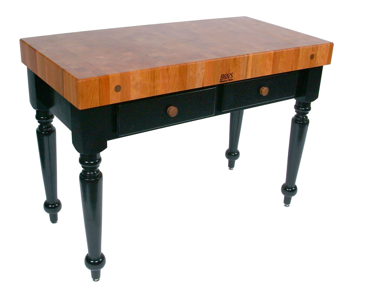 John Boos RN-LR05 Rouge Et Noir Rustica Cherry Wood Butcher Block on Black Base