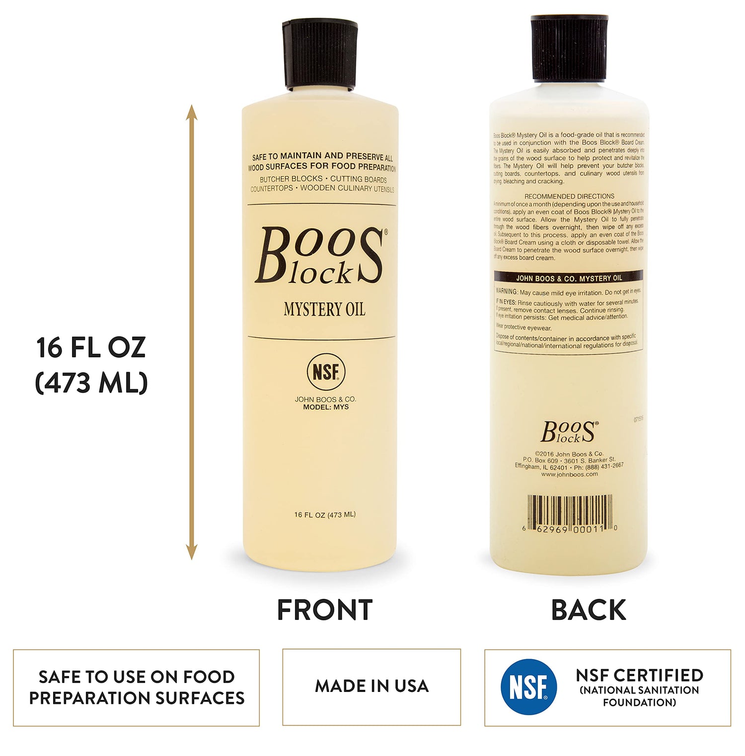 John Boos MYSB Mystery Butcher Block Oil, 16 Ounce Bottle BOTTLE OF MYS OIL 16OZ