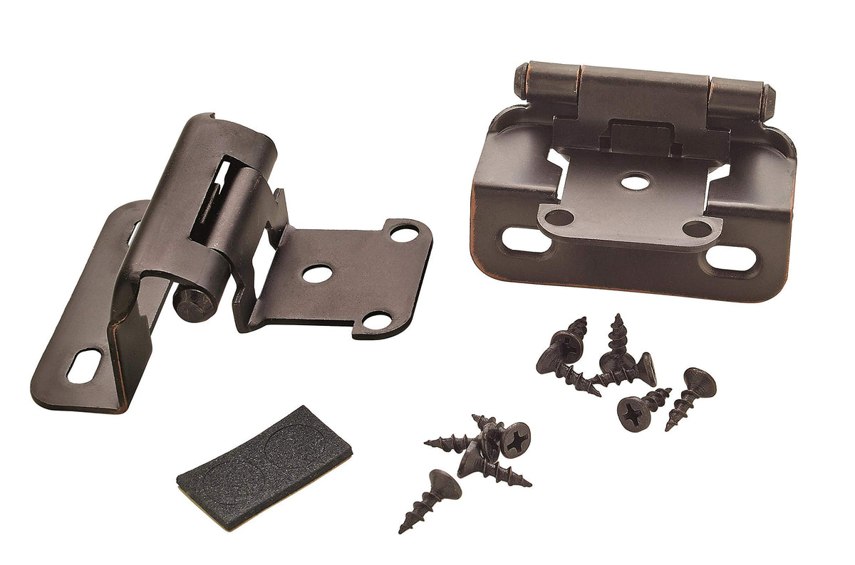 Amerock Cabinet Hinge 1/2 inch (13 mm) Overlay Hinge Oil Rubbed Bronze 2 Pack Self-Closing Hinge Partial Wrap Hinge Cabinet Door Hinge