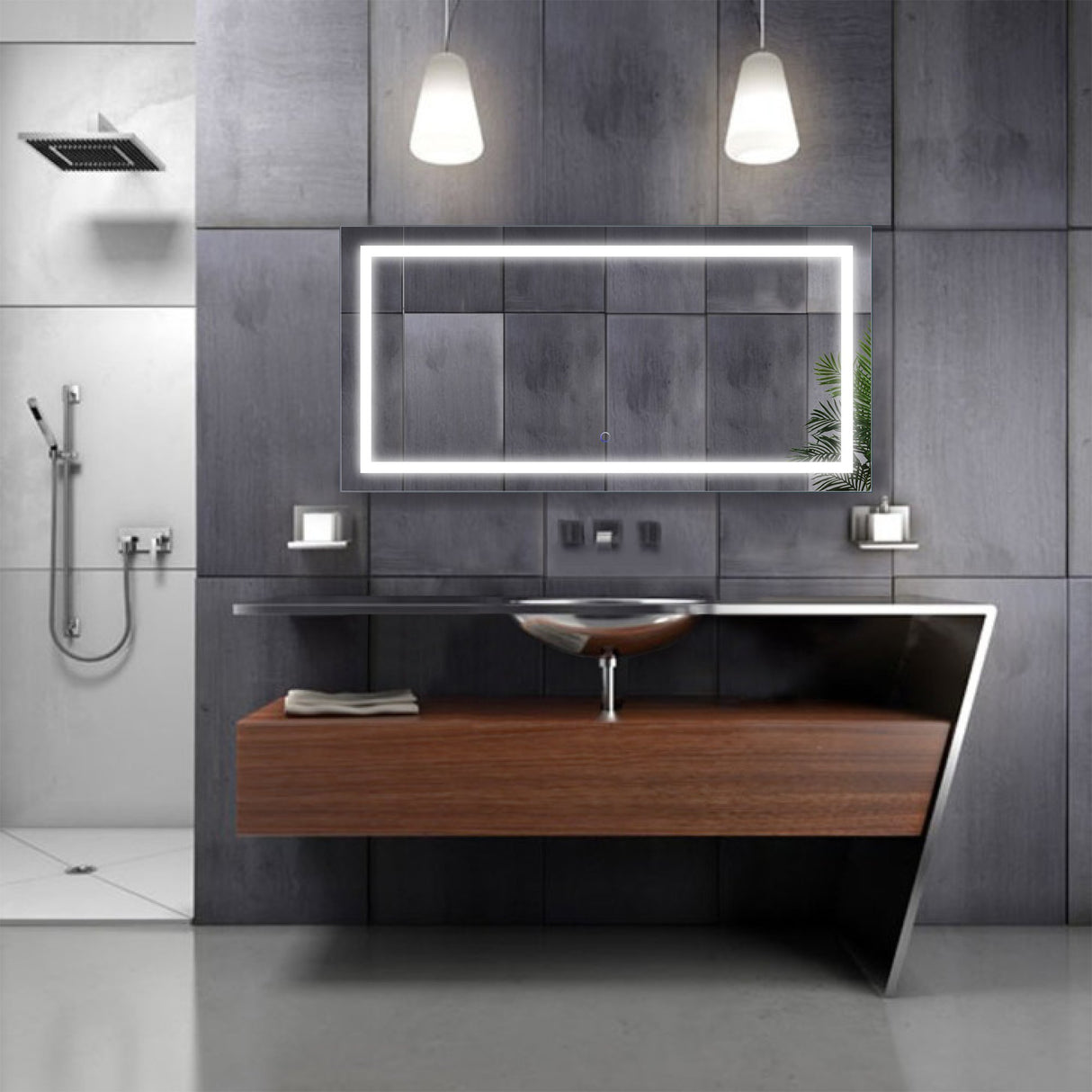 Krugg | Large 48 Inch X 24 Inch LED Bathroom Mirror | Lighted Vanity Mirror Includes Dimmer & Defogger | Wall Mount Vertical or Horizontal Installation