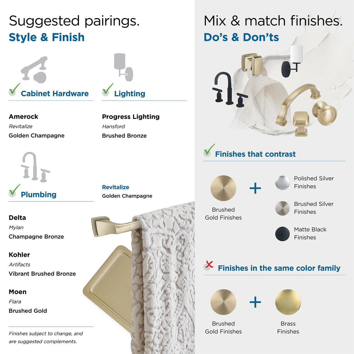 Amerock BH36032BBZ Golden Champagne Towel Ring 6-13/16 in (173 mm) Length Towel Holder Revitalize Hand Towel Holder for Bathroom Wall Small Kitchen Towel Holder Bath Accessories