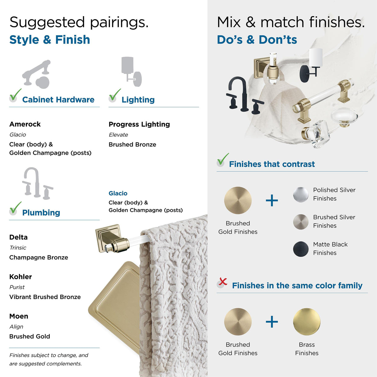 Amerock BH36060CBBZ Clear/Golden Champagne Single Robe Hook 2-15/16 in. (75 mm) Length Towel Holder Glacio Towel Hook for Bathroom Bathroom Hardware Bath Accessories