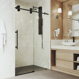 VIGO Adjustable 44-48" W x 74" H Elan Frameless Sliding Shower Door with Clear Tempered Glass, Reversible Handle in Matte Black