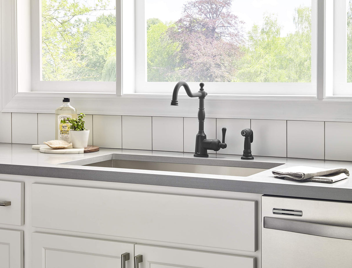 Gerber D401157BS Satin Black Opulence Single Handle Kitchen Faucet