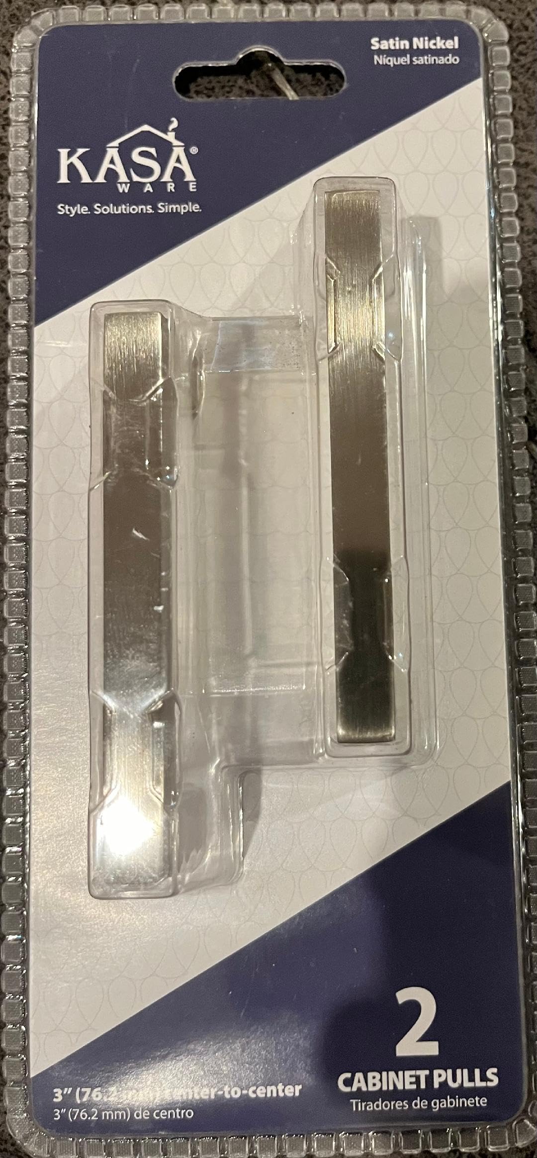 KasaWare K7063SN-2 3-3/8" Overall Length Square Bar Pull, 2-pack