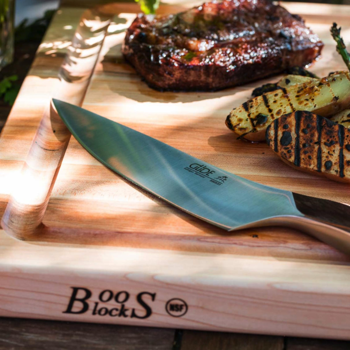 John Boos CB1054-1M2418150 Maple Wood Cutting Board for Kitchen Prep, 24 x 18 Inches, 1.5 Inches Thick Edge Grain Reversible Charcuterie Block with Juice Groove 24X18X1.5 MPL-EDGE GR-REV-