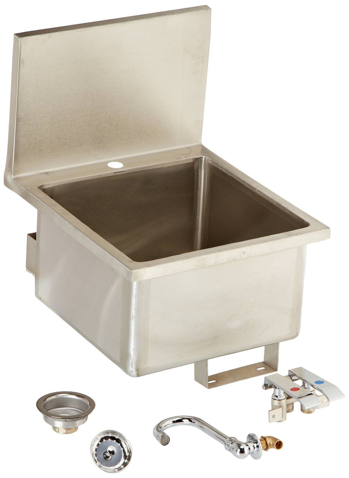 John Boos PBHS-W-1616 Stainless Steel 304 Pro-Bowl Hand Sink, Faucet Location 1 Hole Centered Deck Mount, 16" Length x Width 10" Depth, 3.5 inch Drain