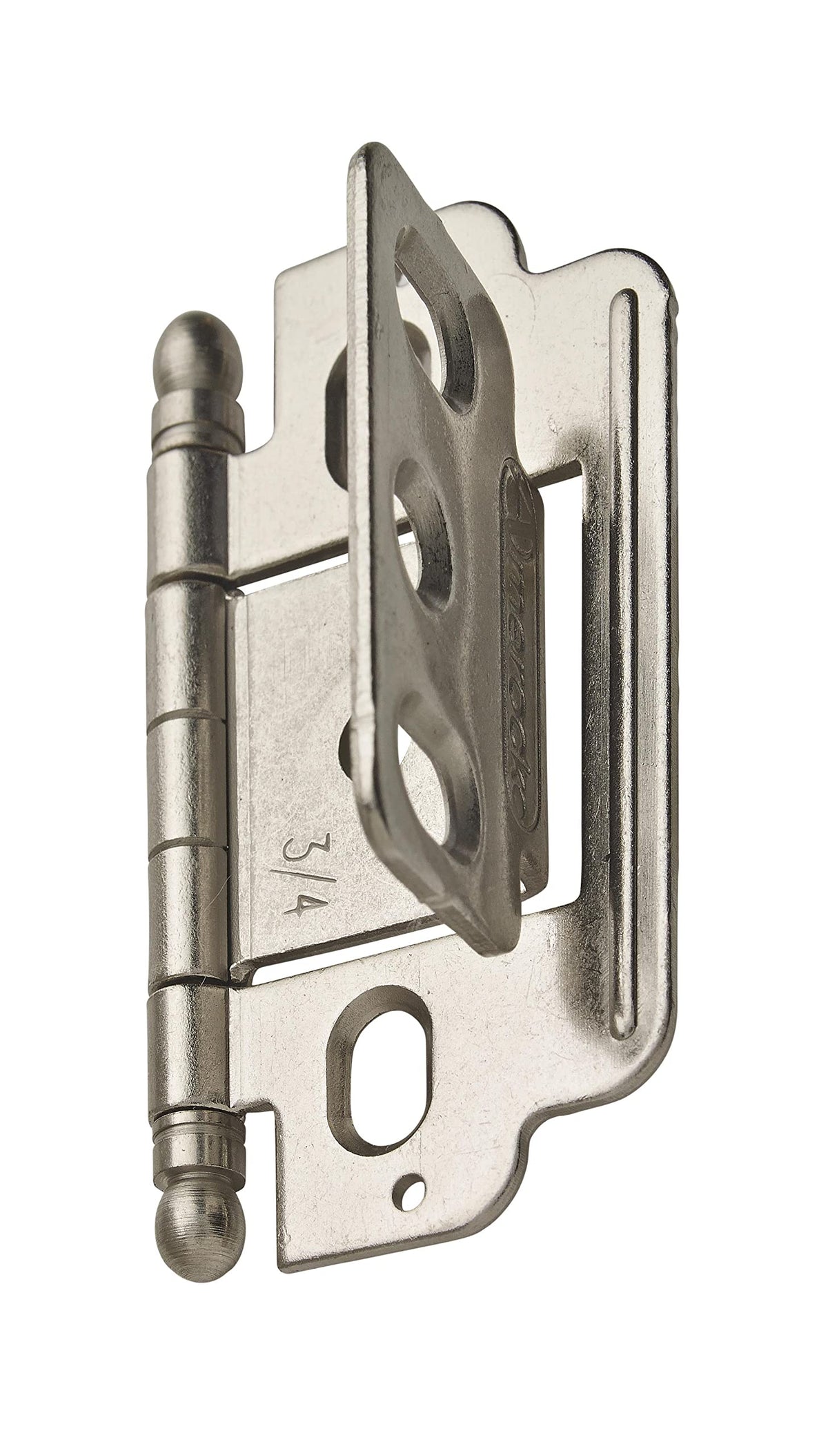 Amerock Cabinet Hinge 3/4 inch (19 mm) Door Thickness Hinge Satin Nickel 1 Pack Non Self-Closing Hinge Partial Wrap Hinge Cabinet Door Hinge